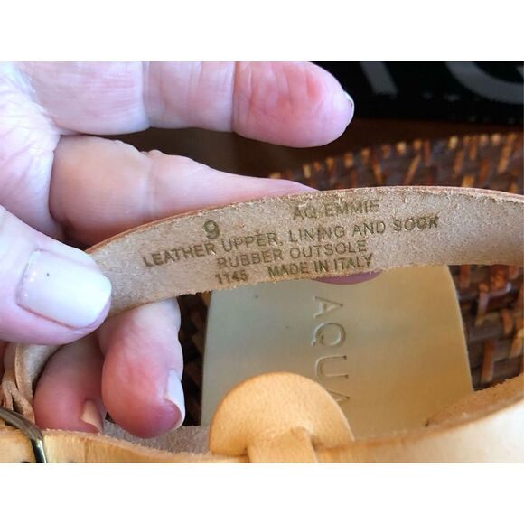 AQUA - L Sz 9 Emmie Strappy Slingback Sandals in Natural Leather. NEW IN BOX!! - Picture 12 of 16